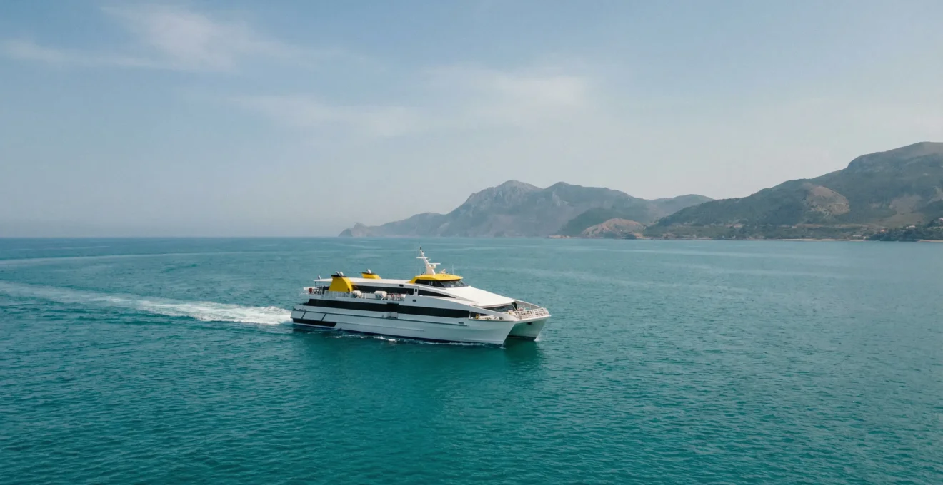 Ferry Mega Express naviguant vers la Corse en Méditerranée